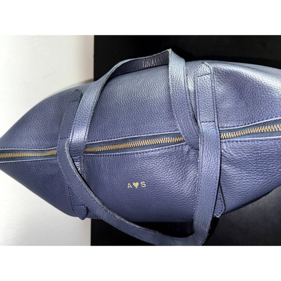CUYANA Pebble Navy Leather Handbag TOTE Satchel Shoulder Strap - Picture 7 of 7